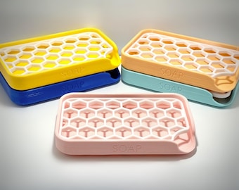 Hive Pattern Soap Dish - Sponge Holder - Custom Colors - 3D Printed