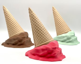 Giant Melting Ice Cream Cone Sculpture - Custom Colors - 3D Printed