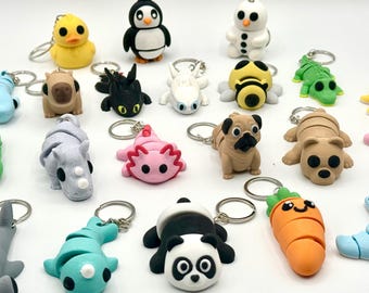 Super Cute Articulated Keychain - Flexible Fidget - Cute Bag Charm - 3D Printed