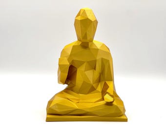 Gautama Buddha Sculpture - Low Poly Style - 6~12 Inches Height Options - Custom Colors - 3D Printed