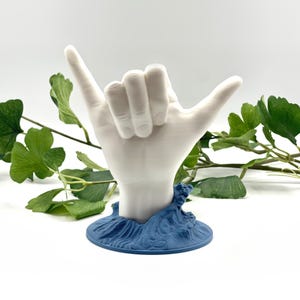 Shaka Hand Desk/Shelf Decor - Shaka Sign - Real Hand Size - Custom Colors - Paintable - 3D Printed