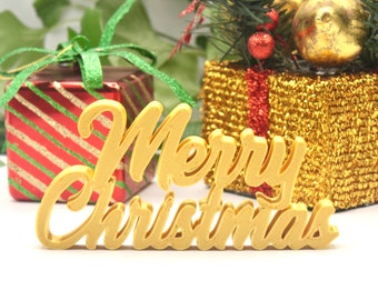 Desktop Christmas Lettering- Merry Christmas Wall Sign - 6"~11" Width Options - Custom Colors - 3D Printed