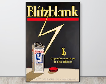 Póster vintage Blitzbank, década de 1930, póster publicitario, indie, hipster, retro, arte/decoración de pared, pósteres, sin marco