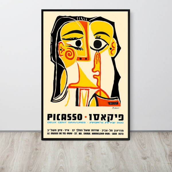 Vintage Pablo Picasso 1972 Tel Living Museum Ausstellung Poster Druck Mit Porträt von Jacqueline | Indie, Retro, Wandkunst, Poster