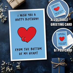 Carte d'anniversaire amusante à imprimer - du fond du coeur - carte postale et carte de voeux pliable. Mignonne, minimaliste, avec jeu de mots, sarcastique