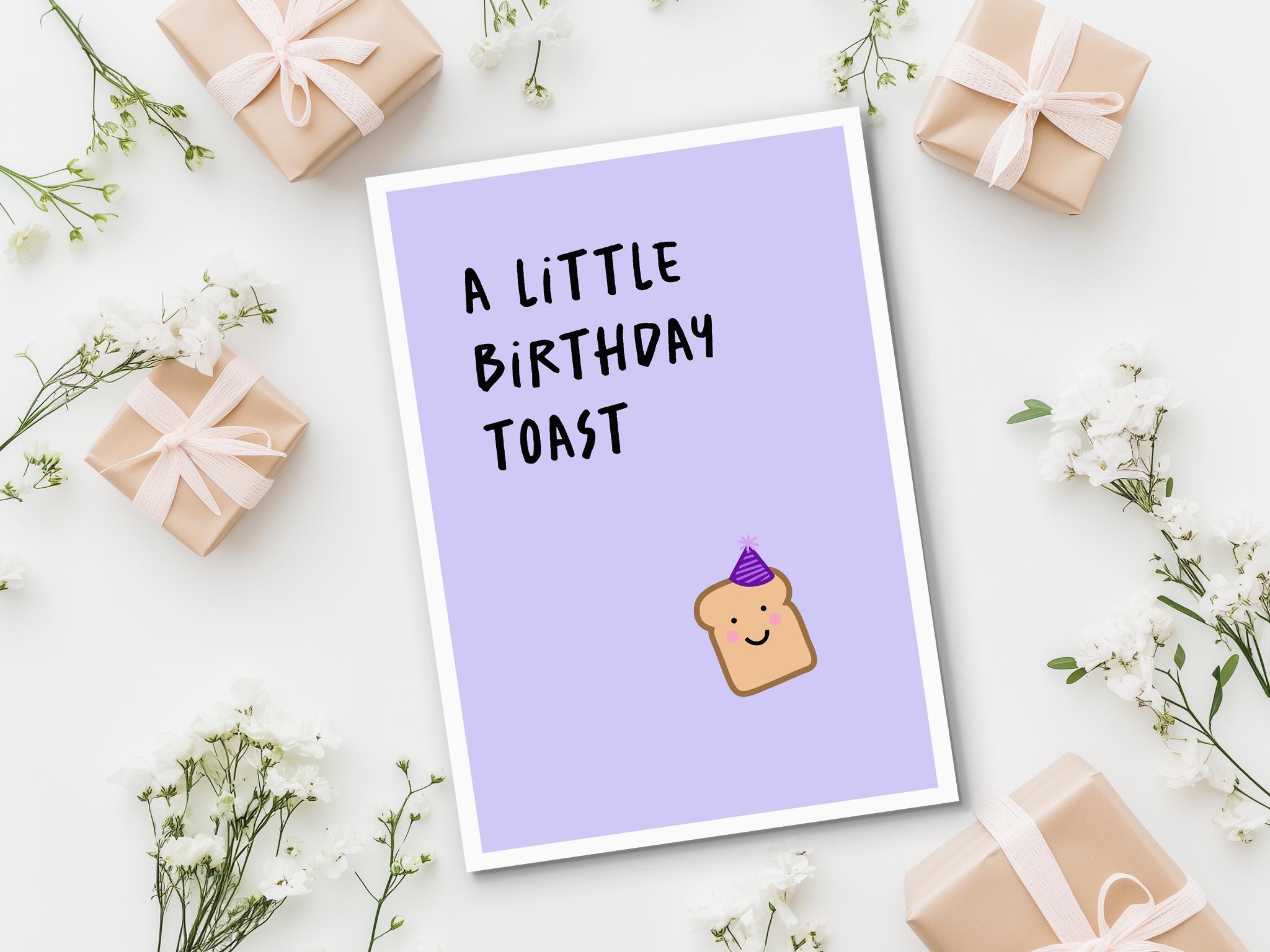 Printable Funny Birthday Card - Little Toast - Postcard & Foldable