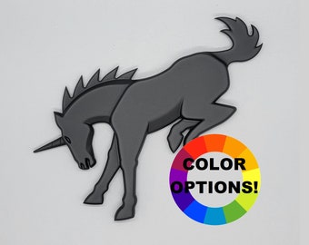 Bucking Unicorn 3D Emblem | Appaloosa | Mustang | Zebra | Arabian | Clydesdale | Bronco | Westphalia | Pony | Mule | Unicorn