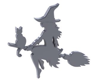 Witch Riding Broom Emblem