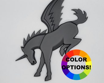 Winged Unicorn 3D Emblem | Appaloosa | Mustang | Zebra | Arabian | Clydesdale | Bronco | Westphalia | Pony | Mule | Pegasus | Unicorn