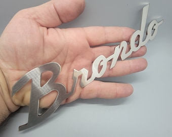 Custom Laser Cut Stainless Steel Cursive Emblems | Personalized | Classic | Script | Bronco | Set of 2 Fender | Badge | Decal