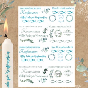 Candle tattoo confirmation DIN A4 | Communion | Waterslide candles | Candle foil