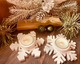 Silicone mold set of 2 tealight holders | Snowflakes | winter