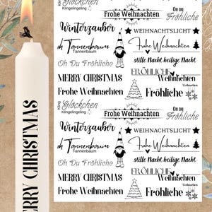 Kerzentattoo Weihnachten Grüße Mix 8  DIN A4 | Kerzen |  Wasserschiebefolie | Kerzenfolie
