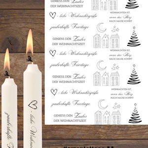 Kerzentattoo Weihnachten Grüße  DIN A4 | Kerzen |  Wasserschiebefolie | Kerzenfolie