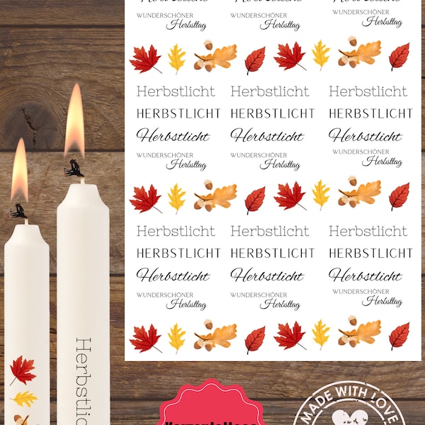 Kerzentattoo Herbstlicht  DIN A4 | Kerzen |  Wasserschiebefolie | Kerzenfolie | Herbst