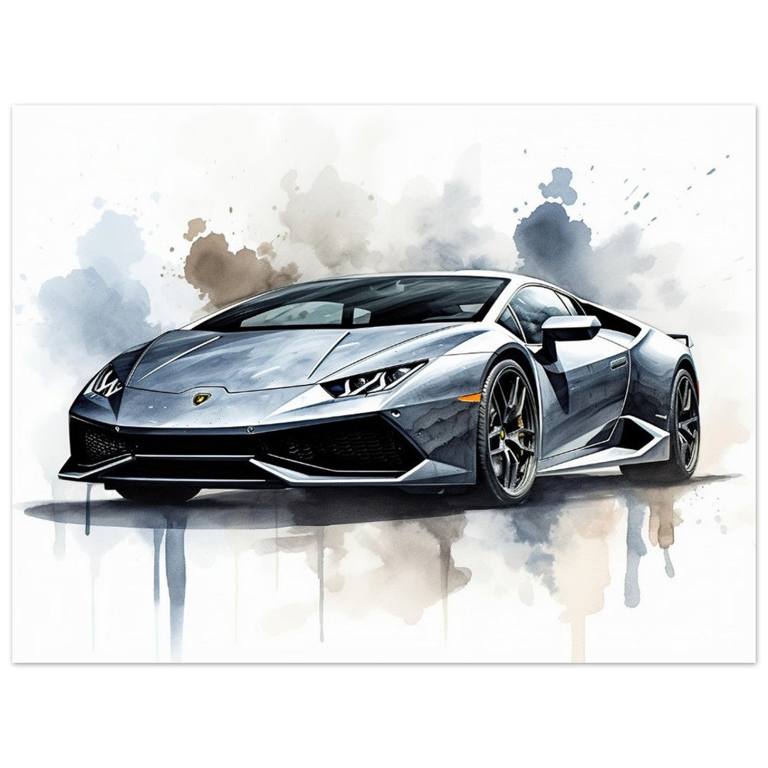 Car Poster Gray Sports Car Art Print Etsy