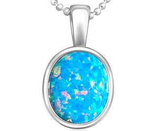 Ciondolo in argento sterling con opale creato a fuoco – Colori della barriera corallina turchese massiccio