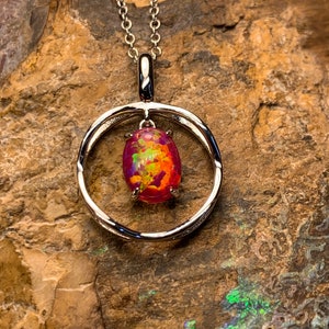 Sterling Silver Pink Cherry Fire Opal Pendant – Hearts Art Australia