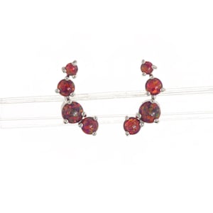 Play of Colour Australia- Sterling Silver Created Graduating Purple Red Fire Opal crawler earring studs- Great Gift for everyday wear