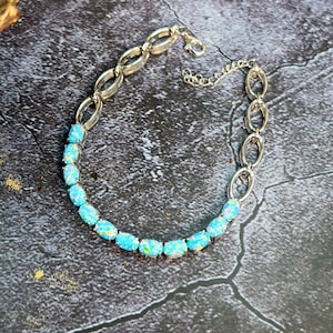 Pulsera de tenis de ópalo creado en plata de ley – Azul rojo fuego