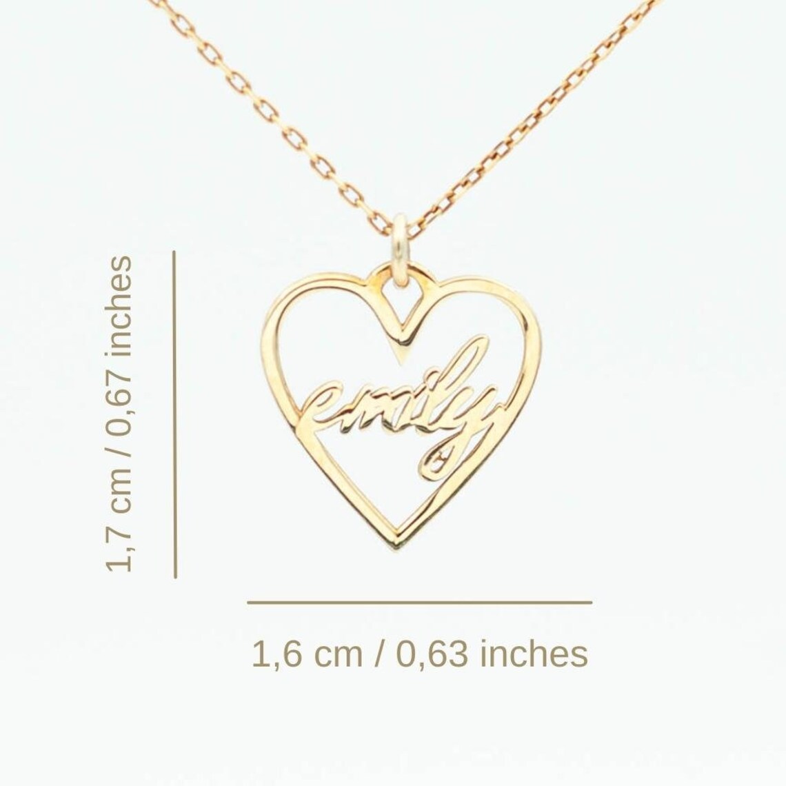 Personalized 14k Gold Heart Name Necklace Custom Handwriting Etsy