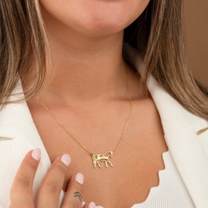 Personalized Dainty Hollow Cowgirl Horse Necklace