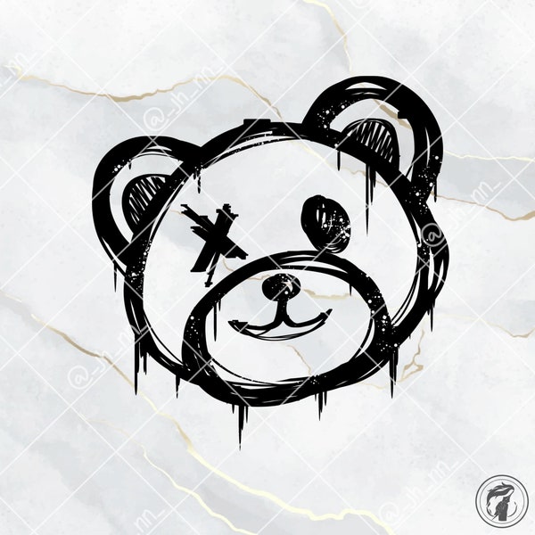 Graffiti Teddy Bear, Teddy Bear svg, Voodoo Teddy Bear, Gangster Bear, Urban Street Art, Digital Download, Cricut File, eps png dxf