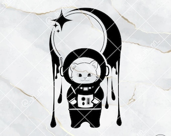 Weltraum Katze Astronaut SVG: Galaxy Clipart, Katzenliebhaber Geschenk (Digitale Datei)