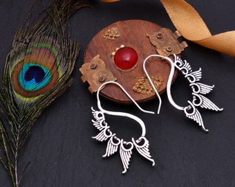 Pretty Silver Fairy Wings Hoop Earrings by Vachee-3 Colors Available-Minimalist-Dainty-Elegant-Festival-Partywear Earrings-Gift for Her