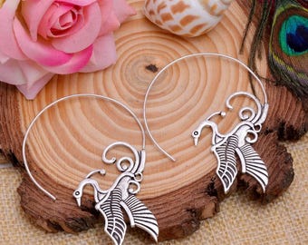 Rising Phoenix Bird Earrings-Minimalist-Ethnic-Rustic-Skinny-Elegant Look Earrings
