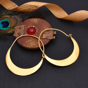 Crescent Moon Hoop Earrings, Mandala Earrings, Half Moon Earrings, Gold Hoop Earrings, Crescent Moon Jewelry, Festival Jewelry,Gift For Her