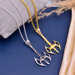 Battle Axe Pendant Necklace: Viking Norse Gothic Biker Jewelry