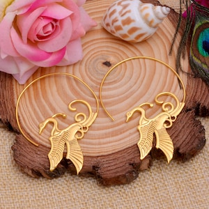 Rising Phoenix Bird Earrings-Minimalist-Ethnic-Rustic-Skinny-Elegant Look Earrings