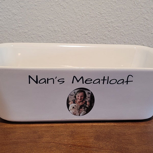 Personalized Loaf Pan - Custom - Full Color - Kiln Fired - Food Safe - Oven Safe - Microwave Safe - Dishwasher Safe - 1007