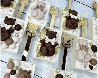 Teddy Bear Acrylic Custom Cakesicle, Custom Popsicle Sticks, Candy Apple Sticks, Acrylic Name, Laser cut - Set of 12