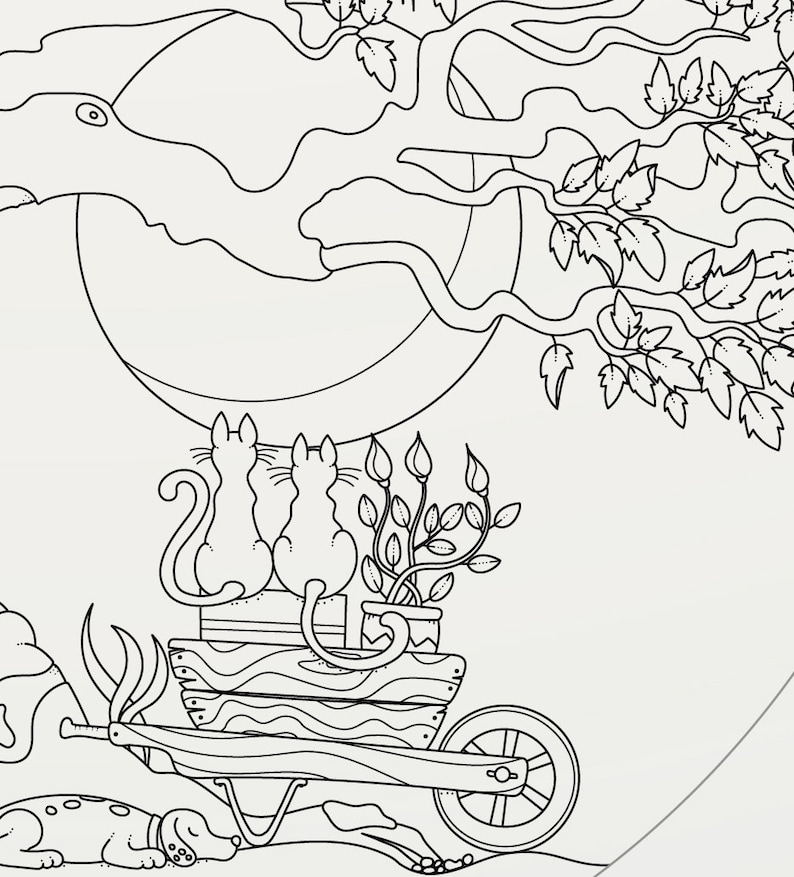 Kitten's First Full Moon Coloring Page