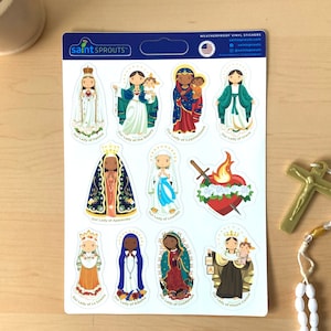 Mary Sticker Sheet Marian Stickers Cute Stickers Catholic Gift Marian Sticker Our Lady Stickers of Our Lady Immaculate Heart of Mary
