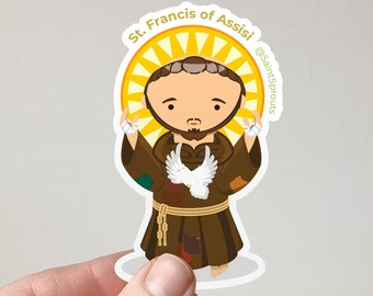 St. Francis of Assisi Sticker | Catholic Patron of Animals | Nature Lover Saint | Franciscan Founder | Religious Gift | Catholic Saint