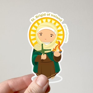 St. Brigid of Ireland Sticker | Catholic Celtic Saint | Patron of Ireland | Abbess & Miracle Worker | Religious Gift | Irish Saint Brigid