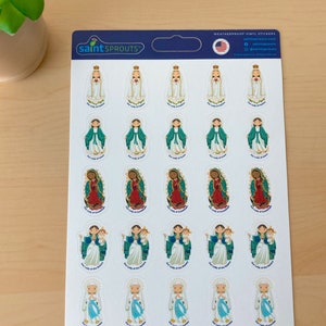 Mary Sticker Sheet Bullet Journal Stickers Planner Stickers Bible Stickers Cute Stickers Catholic Gift Marian Sticker Our Lady Stickers