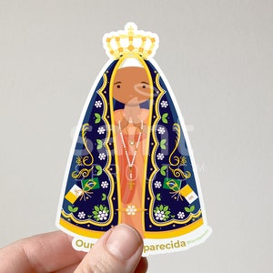 Our Lady of Aparecida Sticker | Patroness of Brazil | Catholic Marian Devotion | Waterproof Vinyl Decal | Religious Art | Brazilian Saint