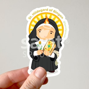 St. Hildegard of Bingen Sticker – Catholic Saint Sticker for Creatives & Musicians | Benedictine Mystic | Doctor of the Church