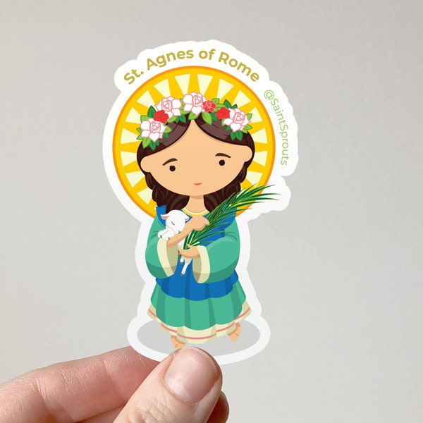 Saint Agnes Sticker St. Agnes Vinyl Sticker Catholic Saint Stickers Agnes of Rome Sticker of St Agnes of Rome Young Saint Female Saints