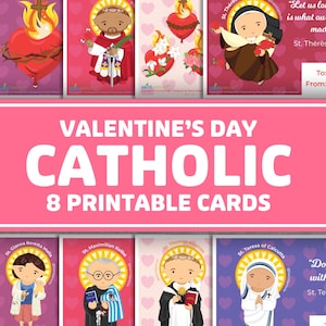 Biglietto di San Valentino cattolico da scaricare in formato digitale Biglietto di San Valentino e Sacro Cuore Stampabile Biglietto di San Valentino Biglietti pieni di fede