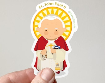 St. John Paul II Sticker | Catholic Saint of Mercy & Youth | Patron of Poland, World Youth Day, and Young Catholics | Pope John Paul II