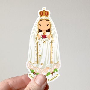 Our Lady of Fatima Sticker | Marian Apparition | Portuguese Catholic Icon | Immaculate Heart Devotion | Waterproof Decal | Religious Gift