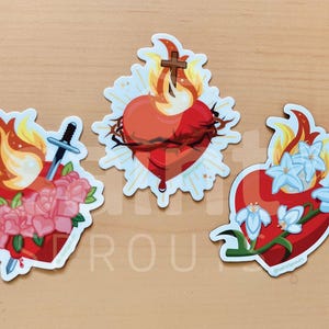 Sacred Heart of Jesus Magnet | Immaculate Heart of Mary Magnet | The Most Chaste Heart of Joseph Magnet | JMJ Sacred Hearts Magnet