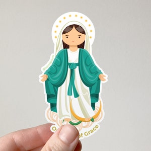 Our Lady of Grace Sticker Catholic Sticker Catholic Water Bottle Stickers Catholic Woman Gift Marian Apparition Stickers Mary Sticker Vinyl