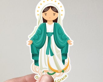 Our Lady of Grace Sticker Catholic Sticker Catholic Water Bottle Stickers Catholic Woman Gift Marian Apparition Stickers Mary Sticker Vinyl