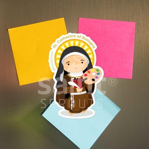 St. Catherine of Bologna Magnet – Catholic Saint for Artists & Creatives | Catholic Saint Magnet | Female Saint | Catholic Gift